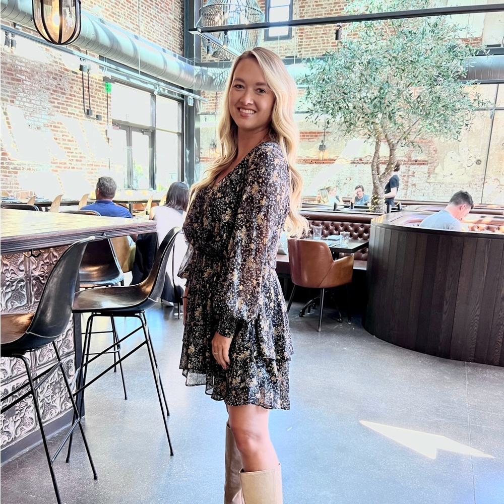 Astr Black Floral Mini Dress